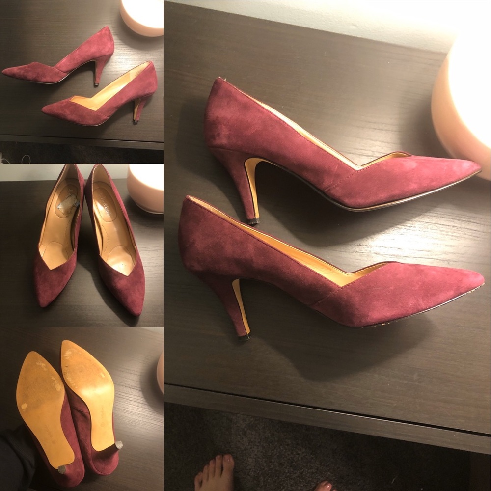 Wine color suede heels by Kelly and Katie size 8.5